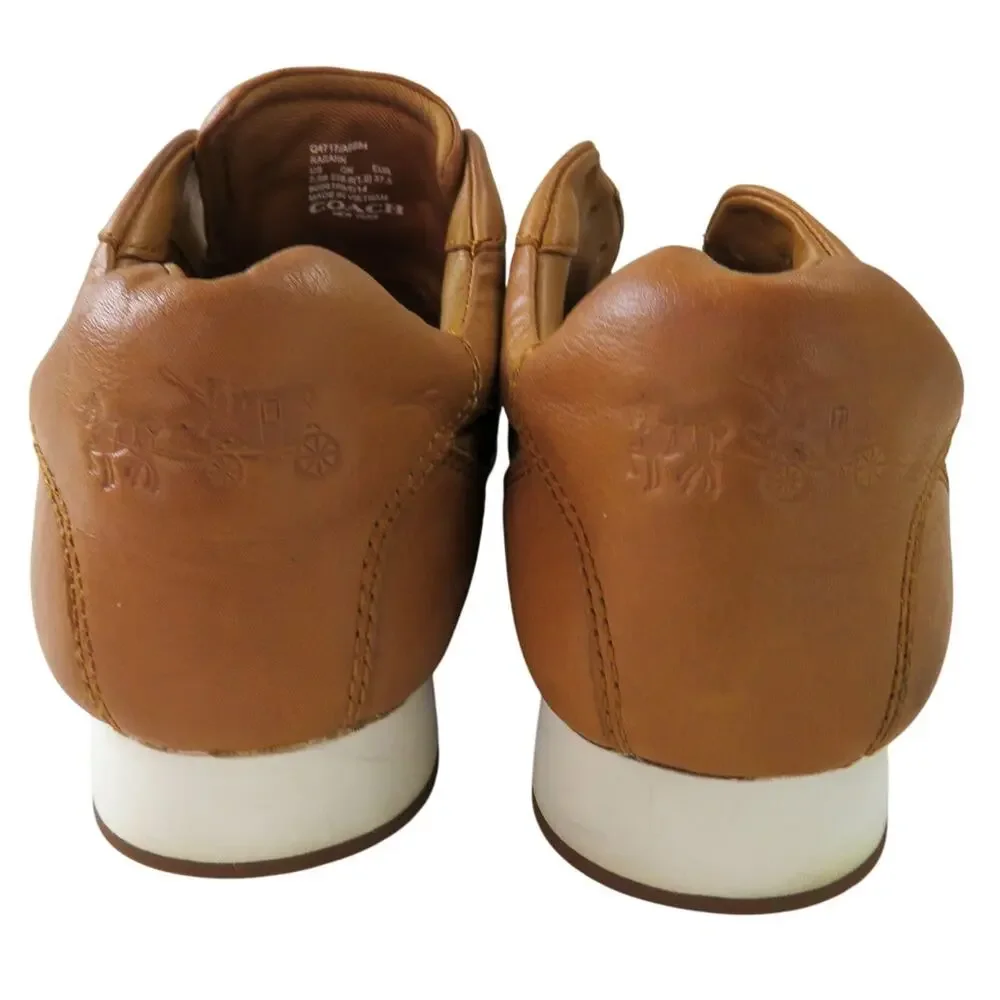 COACH Raeann Fashion Sneakers in Ginger Tan Leather Size 7.5